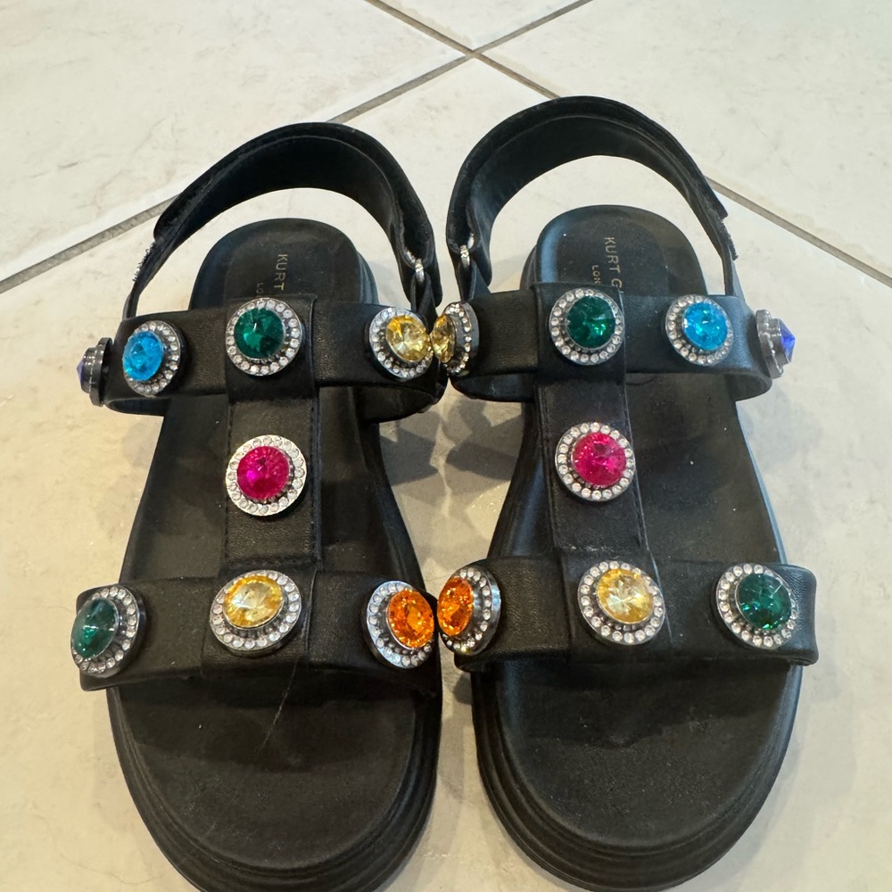 Kurt Geiger Kids Black Sandals with Multicolor Gems